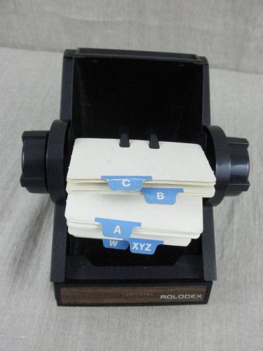 Rolodex Black Metal Rotary File Model 1753 with Index Guide and Blank Cards