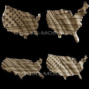 3D STL Models for CNC Artcam Aspire&#034;USA Flag&#034;United States of America Flag.AF1