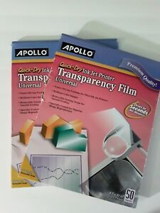 Apollo Quick Dry Inkjet Printer Transparency Film -(2) Packs Unused Open Box