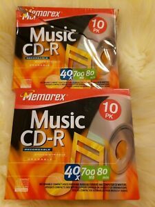 Lot of 2 Memorex Music CD-R  40X 700 MB 80 min 10 Pack recordable
