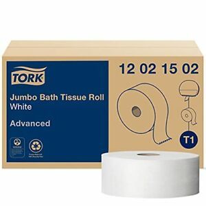 Tork Advanced 12021502 Jumbo Bath Tissue Roll, 2-Ply, 10&#034; Diameter, 3.55&#034; Width