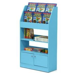 Furinno Kids Bookshelf 4 Tier With Cabinet 7 Shelf Bookcase Home Classroom New