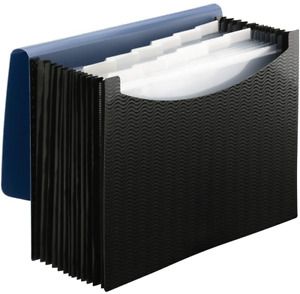 Smead Poly Expanding File Folder, 12 Pockets, 12 Letter, Blue/Black