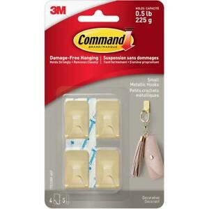 Command Small Metallic Hooks, Brass Color, 4 Hooks 5 Strips