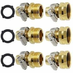 Garden Hose Repair Connector with Clamps, Set of 3 Aluminum Water Hose End