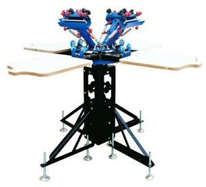 Four Color Four Station Manual Screen Printing Machine Press