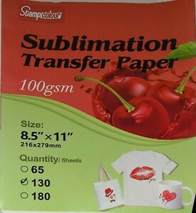 130 sheets Sublimation Paper 8.5x11 for polyester, mugs, plates, wood, etc.