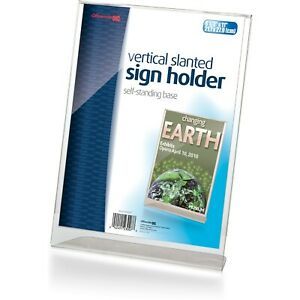 Officemate OIC Slanted Vertical Sign Holder, 8.5 x 11 inches, Clear (23007)