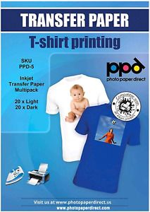 PPD Inkjet Iron-On Mixed Light and Dark Transfer Paper LTR 8.5 x 11 Pack of 40