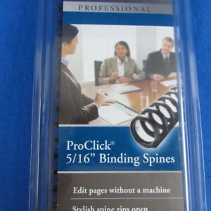 ProClick 5/16&#034; Binding Spines GBC Impact Professional Black 25 Pack 45 Sheet Cap