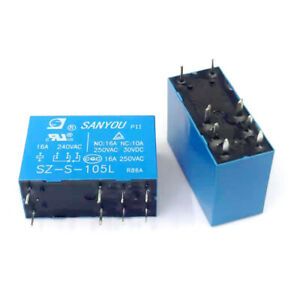 1Pc Sanyou SZ-S-105L Power relay 5V 16A 8 Pin Replace HF115F-005-1ZS3 VSB 5TC