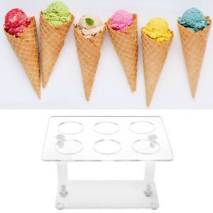 Acrylic 6 Holes Ice Cream Cone Stand Cupcake Display Stand for Dessert