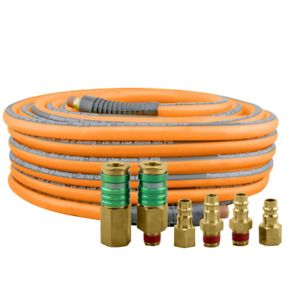 3/8 in. x 65 ft. PU Hybrid High Flow Air Hose Kit with 6 Brass Fittings
