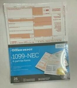 Office Depot 1099-NEC Laser Tax Forms, 2-Up 4-Part, 8-1/2&#034; x 11&#034; , 25 Count 2020