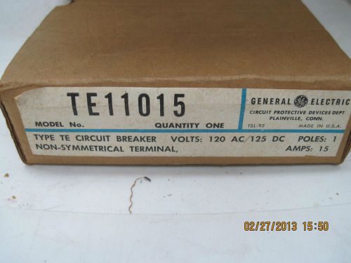 NEW OLD STOCK General Electric &#034;E&#034; Frame Circuit Breaker 1-Pole 15A 125V TE11015