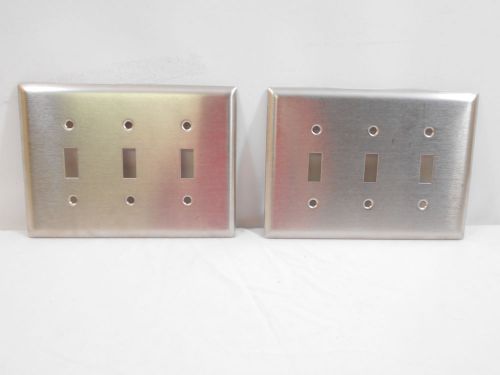 Lot of 2 3-Gang Toggle Switch Cover Wallplates (Stainless Steel) 7 x 5 in