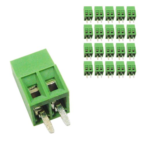 20 pcs 2.54mm pitch 150v 6a 2p poles pcb screw terminal block connector green for sale