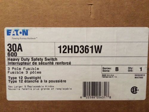 EATON 12HD361W 3PH 600V 30A FUSIBLE DISCONNECT WITH WINDOW