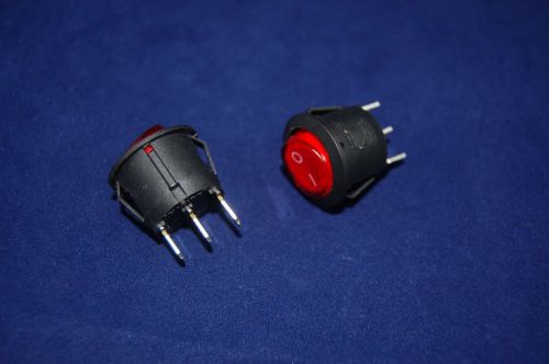 5 Pcs RED Light Illuminated 2 Position  Rocker Switch 3 Pin 220V AC