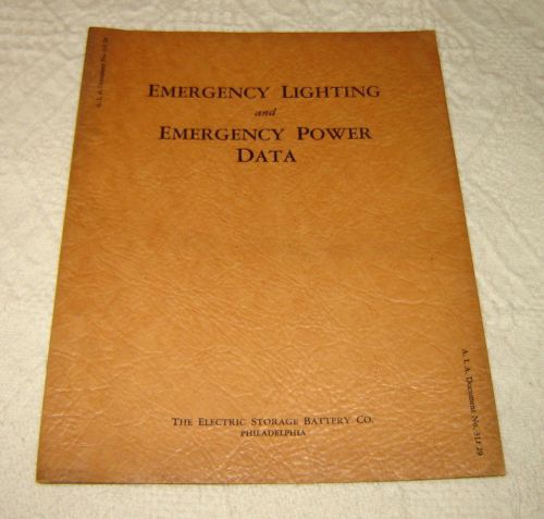 1929 Emergency Lighting &amp; Emergency Power Data Electric Storage Battery Exide