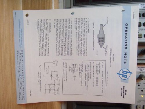 HP 476A Bolometer Mount Operating note
