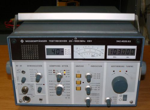 Rohde &amp; Schwarz (R&amp;S) ESV Test Receiver 20 MHz to 1 GHz; 342.4020.53