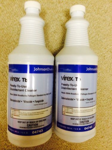2 New Bottles Diversey Virex Tb Disinfectant Cleaner Fungicide