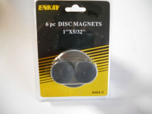 6 Piece Disc Magnets 1&#034; x 5/32&#034;, Enkay 4464-C, New in Original Package, Bin 19