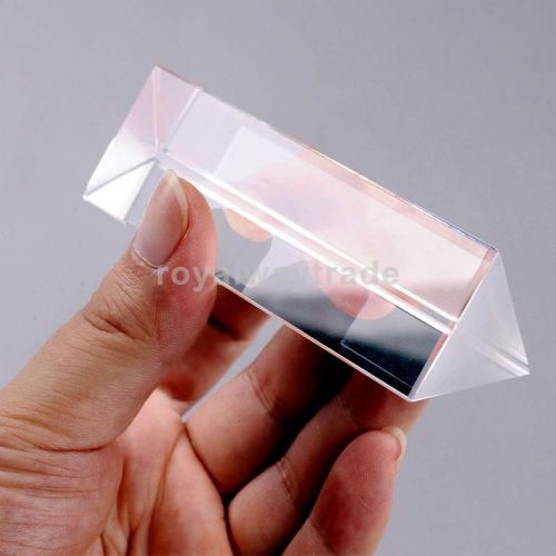Science physics teaching precision optical glass triple triangular prism 4 inch for sale
