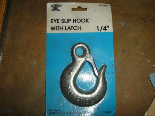 Metal shop eye slip hook with latch 1/4&#034;  zinc plated 1250 lbs. new for sale