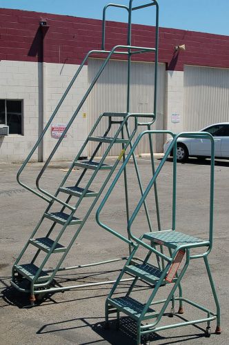 7 step +3  rolling ladder industries warehouse pallet rack shelf platform 20&#034; w for sale