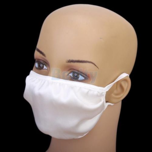 White Double-layer Pure Silk Mouth-muffle Ear Hoop Half Face Mask Anti-dust
