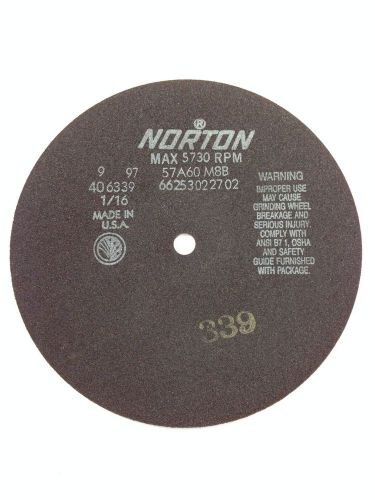 Norton 66253022702  8&#034;X1/16&#034;X1/2&#034; 57A60M8B Non-Reinforced Cut-Off Wheel