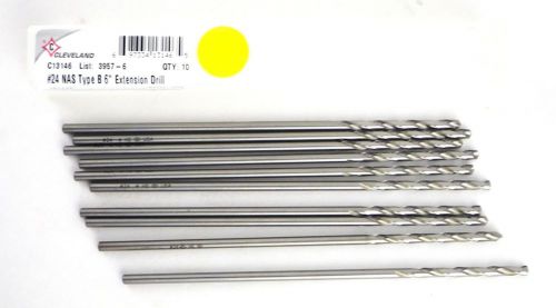 Cleveland c13146 list 3957-6 #24 wire size 6&#034; hss aircraft ext drill qty 10 b7 for sale