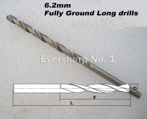 Lot New 10 pcs Straight Shank HSS(M2) Twist drills Bits 6.2mm Long Jobber Drills