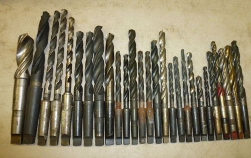 Lot of (27) assorted drill bits, 2mt 3mt 4mt taper shanks, .376&#034; to 1-3/8&#034; for sale