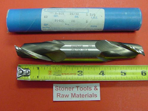 29/32&#034; (.9062&#034;) x 1-5/8&#034; x 1&#034; shank 2 flute double end hss end mill new usa for sale