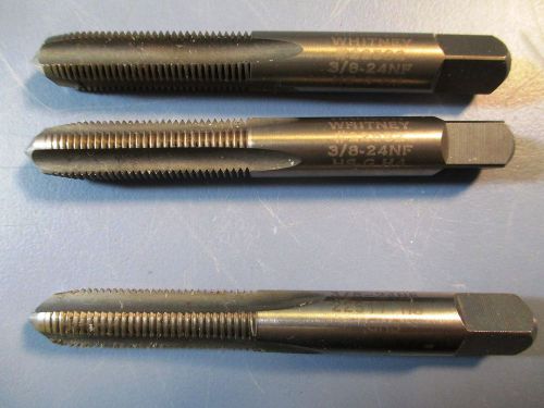 Mixed lot of 3 high speed hand taps, 3/8-24 nf, 3 &amp; 4 flute, straight for sale