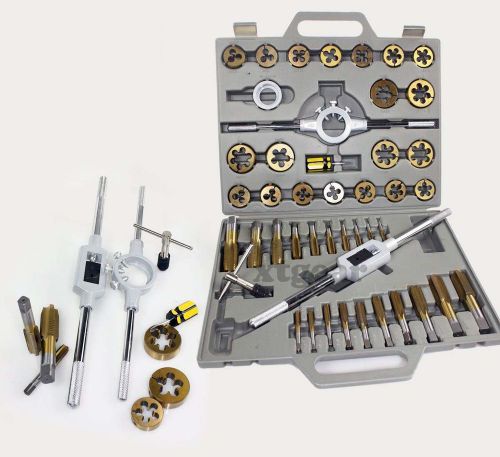 45 pc tap &amp; die set standard sae titanium tungsten steel jumbo thread renew tool for sale
