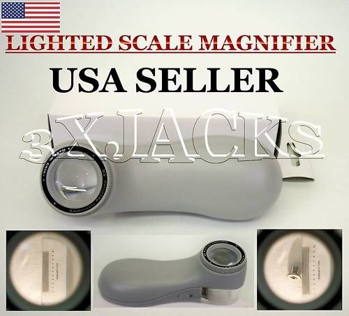 Lighted measuring scale magnifier magnifying glass scope .01mm - 10mm small part for sale