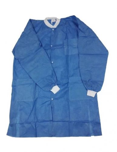 Disposable lab coat size l blue sms 3 pockets new lab coats 40 pcs medint for sale