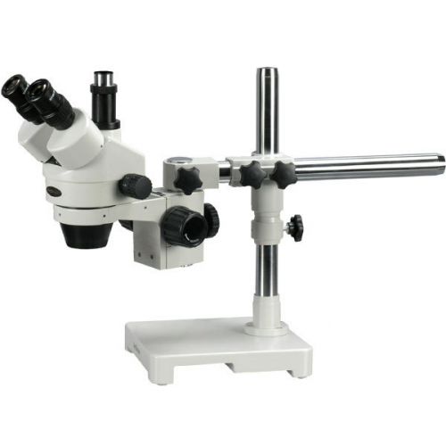 7x-180x trinocular stereo zoom microscope on single arm boom stand for sale