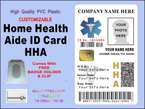 HHA (Home Health Aide) ID Card / Badge - CUSTOMIZABLE - Nurse Medical PVC ID