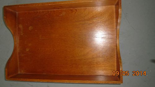 Vintage Wood Desk Letter File Holder In - Out Basket Dovetail Wood Joint Felt