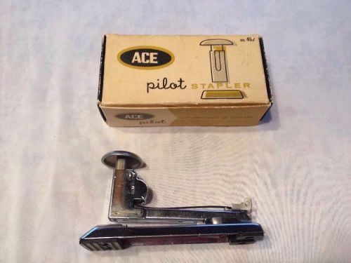 Vintage Ace Pilot Stapler Model 402 Chrome Plated With Box Works Great
