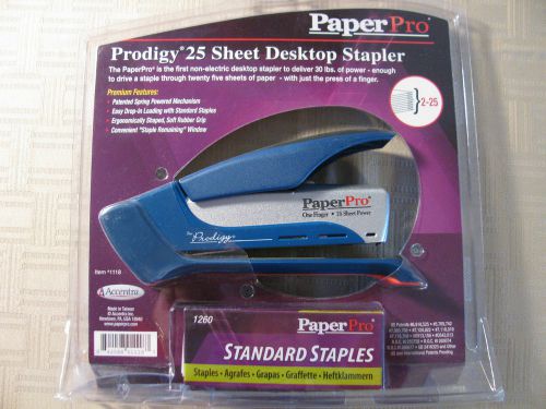 Paper Pro Prodigy Stapler 25 sheet One Finger Easy!  Blue New in Package!