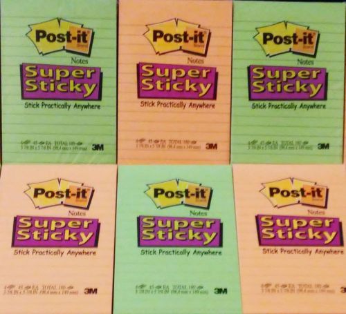 POST-IT NOTE PADS, WHOLESALE LOT OF 10 4X6IN COLORFUL, LINDED STICKY NOTES/PADS