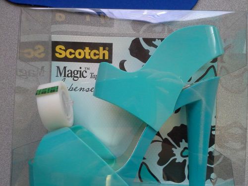 HIgh Heel Shoe Scotch Tape Office Tape Dispenser Turquoise Blue + Bonus Tape!