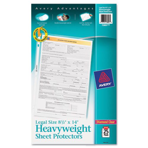 Top-load polypropylene sheet protector, heavy, legal, clear, 25/pack for sale