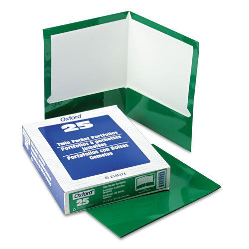 High gloss laminated paperboard folder, 100-sheet capacity, green, 25/box for sale